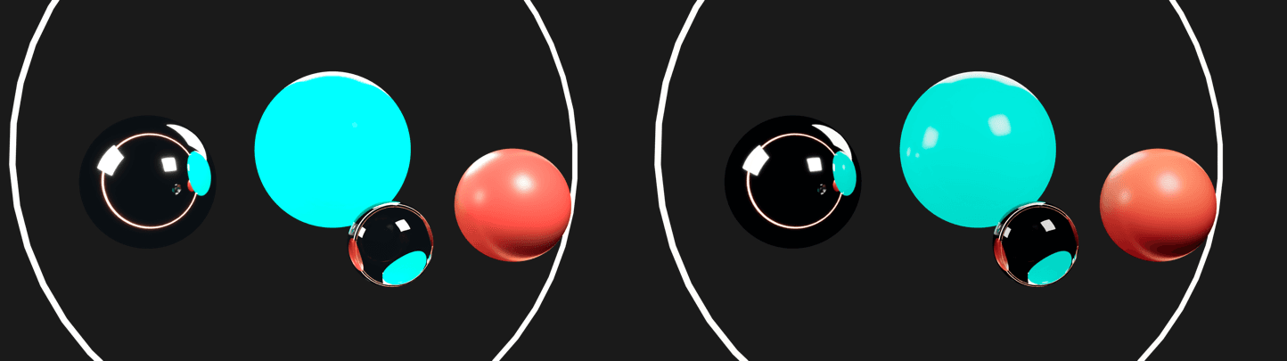 The same ACEScg render converted two ways: a plain sRGB conversion with clipped highlights, and the ACES 1.0 SDR Video view with rolled-off highlights